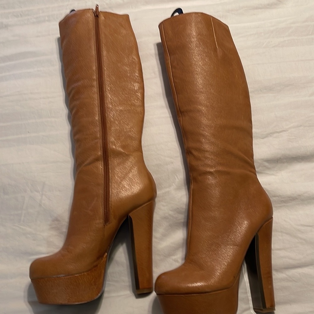 By Halston over the knee boots. Size 8 never worn. Camel color